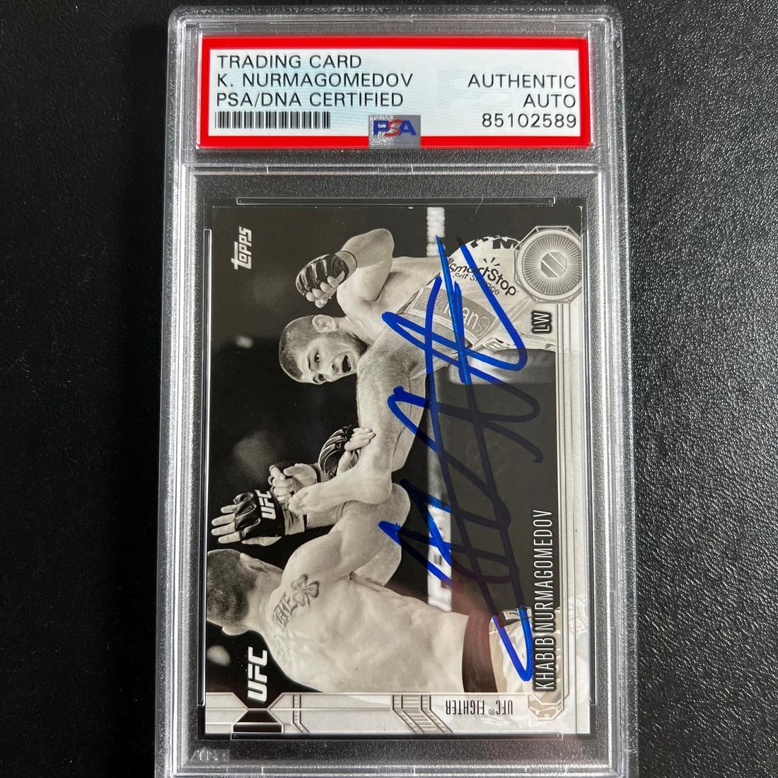 2015 UFC Topps #152 Khabib Nurmagomedov Signed Card PSA Authenticated: 2015 UFC Topps #152 Khabib Nurmagomedov Signed Card PSA Authenticated This is a signed 2015 UFC Topps #152 trading card featuring Khabib Nurmagomedov. The card is part of the Topps UFC Chronicles set 