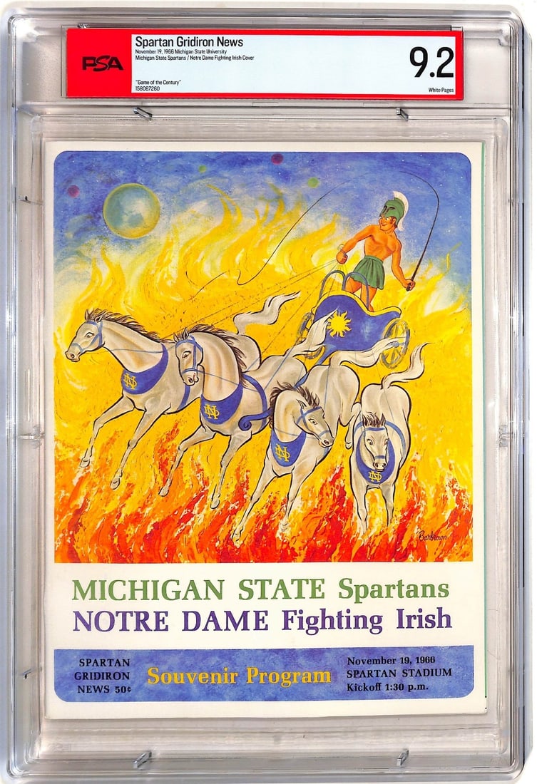 PSA 9.2 1966 Notre Dame at Michigan State Game Program Original (1 of 2)