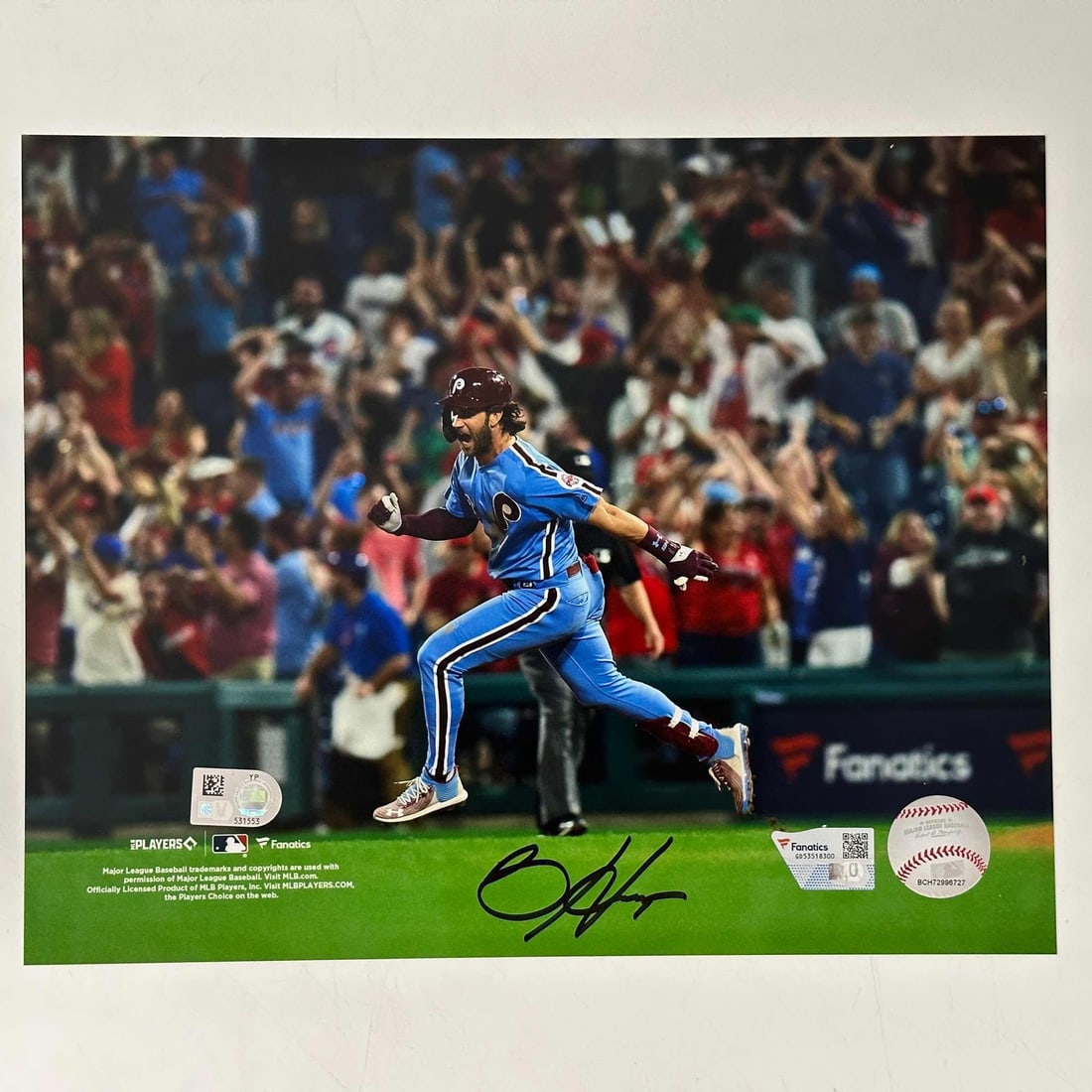 Bryce Harper Autographed 8x10 Photo Philadelphia Phillies Fanatics COA: Bryce Harper Autographed 8x10 Photo Philadelphia Phillies Fanatics COA This is an authentic autographed 8x10 photo of Bryce Harper, the star player for the Philadelphia Phillies. The autograph has bee
