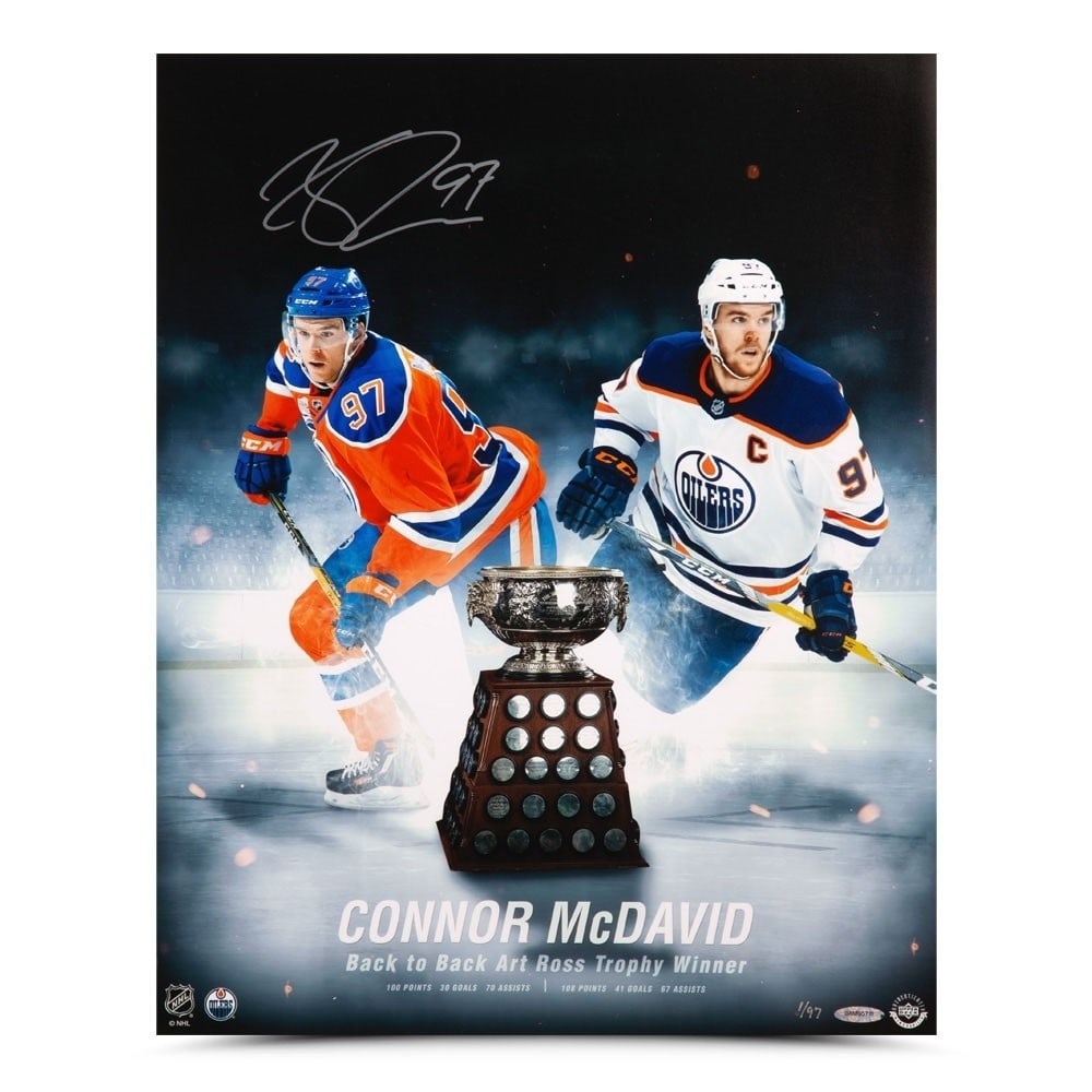 Connor McDavid Autographed 16X20 Photo Edmonton Oilers Art Ross Upper Deck: Connor McDavid Autographed 16X20 Photo Edmonton Oilers Art Ross Upper Deck Own a remarkable piece of sports memorabilia featuring Connor McDavid, the star player of the Edmonton Oilers. This original 