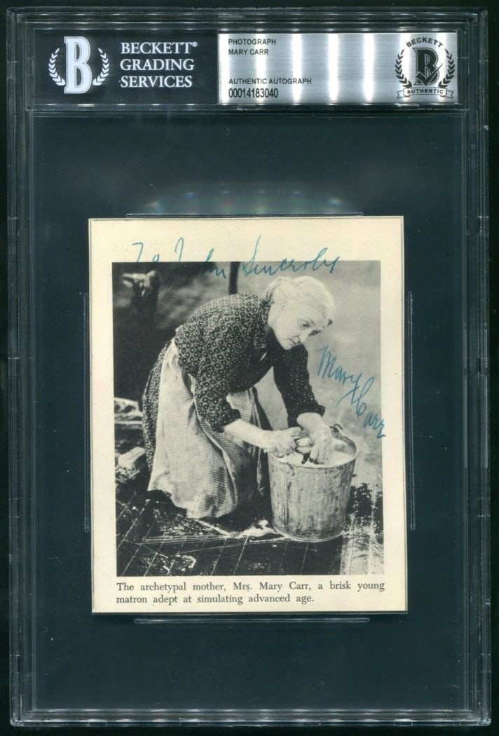 Slabbed Mary Carr autograph photo Beckett authenticated Aunt Em actress (1 of 2)