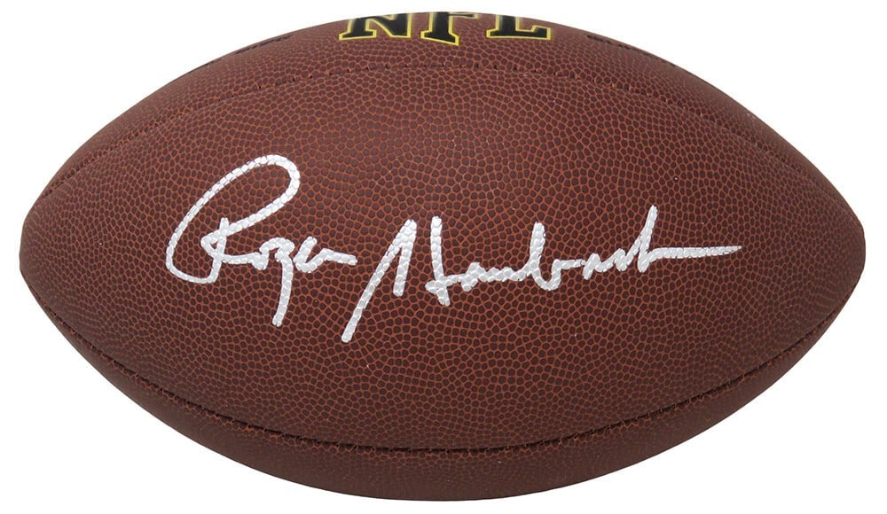 Roger Staubach Signed Wilson NFL Football with COA Dallas Cowboys: Roger Staubach Signed Wilson NFL Football with COA Dallas Cowboys This authentic Roger Staubach signed Wilson Super Grip full-size NFL football is a must-have for any Dallas Cowboys fan and football m