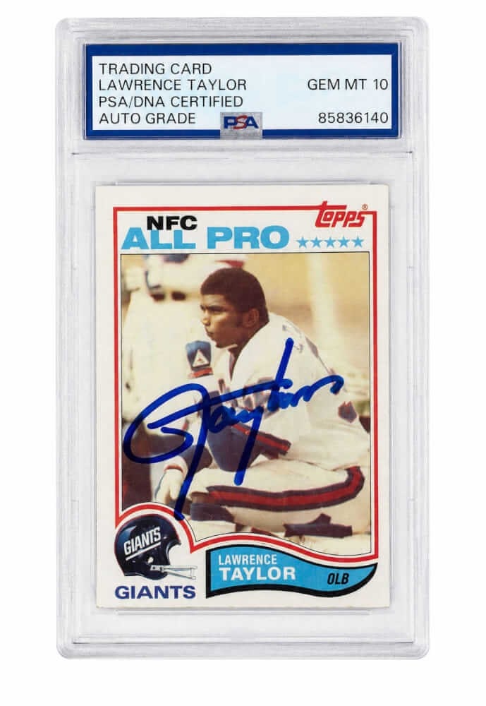 PSA DNA Auto 10 Lawrence Taylor 1982 Topps Rookie Card 434 Giants (1 of 2)