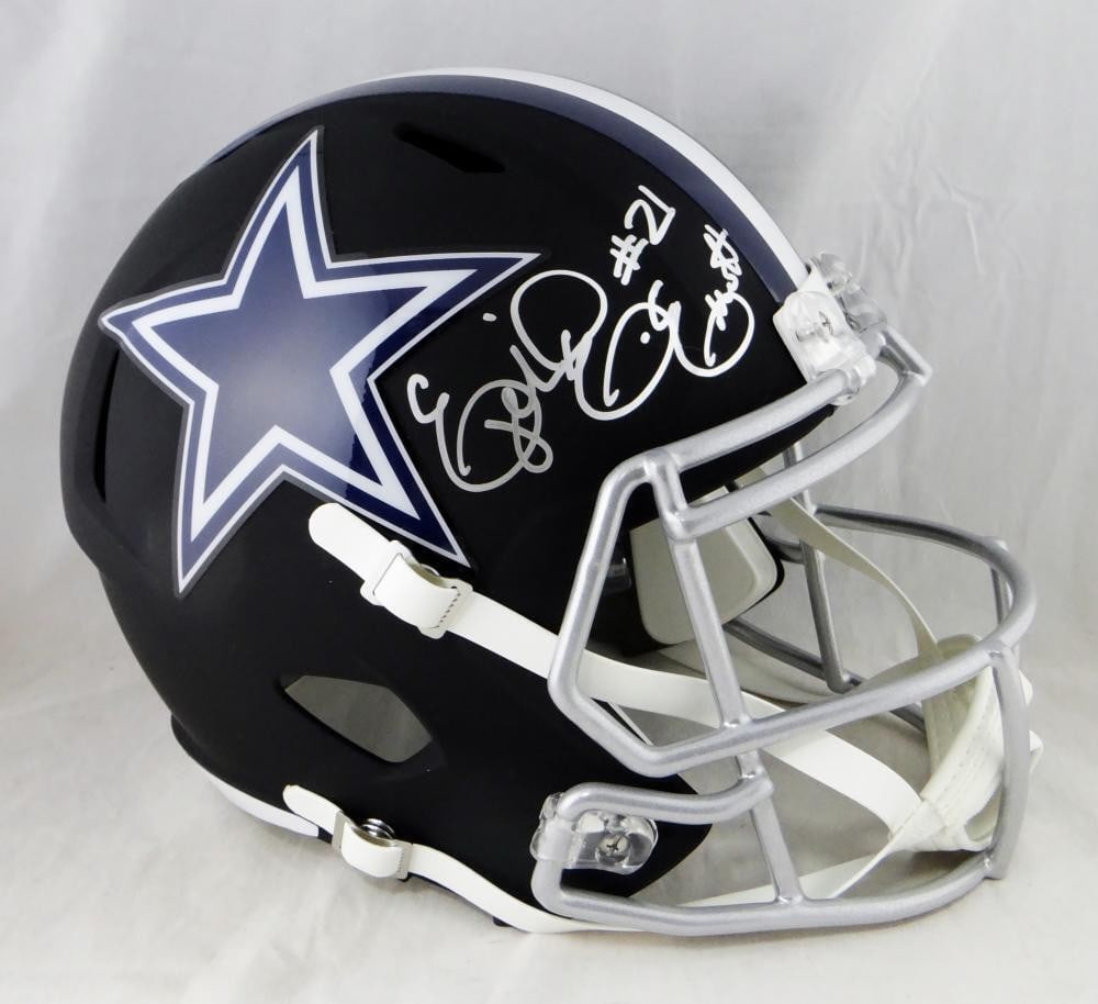 Ezekiel Elliott Signed Dallas Cowboys Flat Black Helmet Beckett Auth Silver (1 of 6)