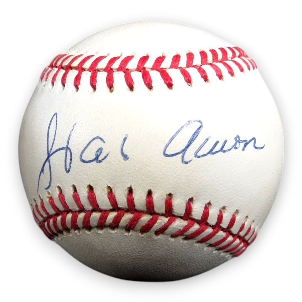 Hank Aaron Autographed NL Baseball Braves JSA Authenticated: Hank Aaron Autographed NL Baseball Braves JSA Authenticated This is an authentic National League baseball autographed by the legendary Hank Aaron, a Hall of Famer known for his remarkable career with 