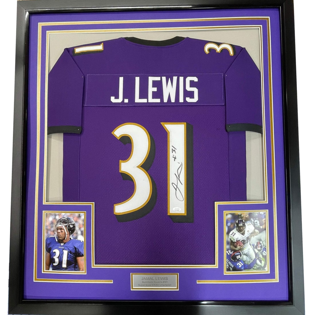 Jamal Lewis Framed Ravens Purple Signed Jersey JSA COA 33x42 (1 of 2)