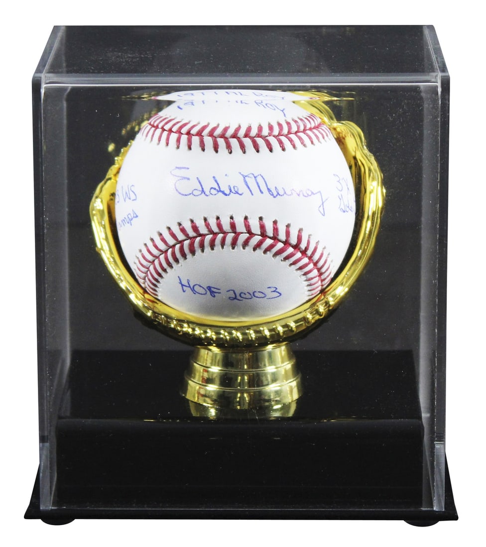 Eddie Murray Signed OML Baseball with Case HOF 2003 BAS Authenticated: Eddie Murray Signed OML Baseball with Case HOF 2003 BAS Authenticated Celebrate the legacy of baseball legend Eddie Murray with this autographed Robert Manfred OML baseball. The ball features a stunni