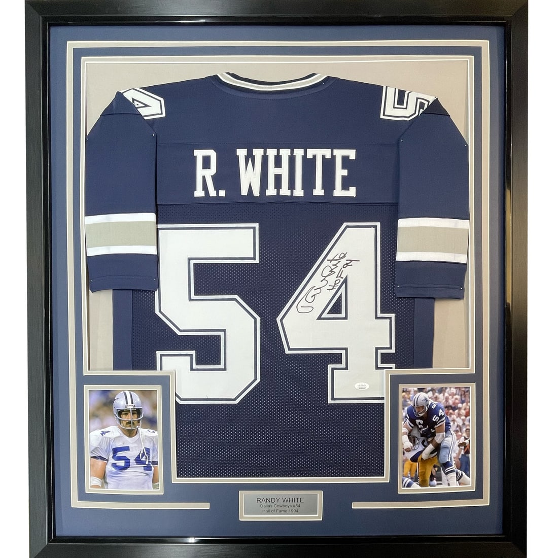 Framed Autographed Randy White Dallas Cowboys Jersey with JSA COA 33x42: Framed Autographed Randy White Dallas Cowboys Jersey with JSA COA 33x42 Enhance your collection with this professionally framed and matted autographed Randy White Dallas Cowboys football jersey. This 