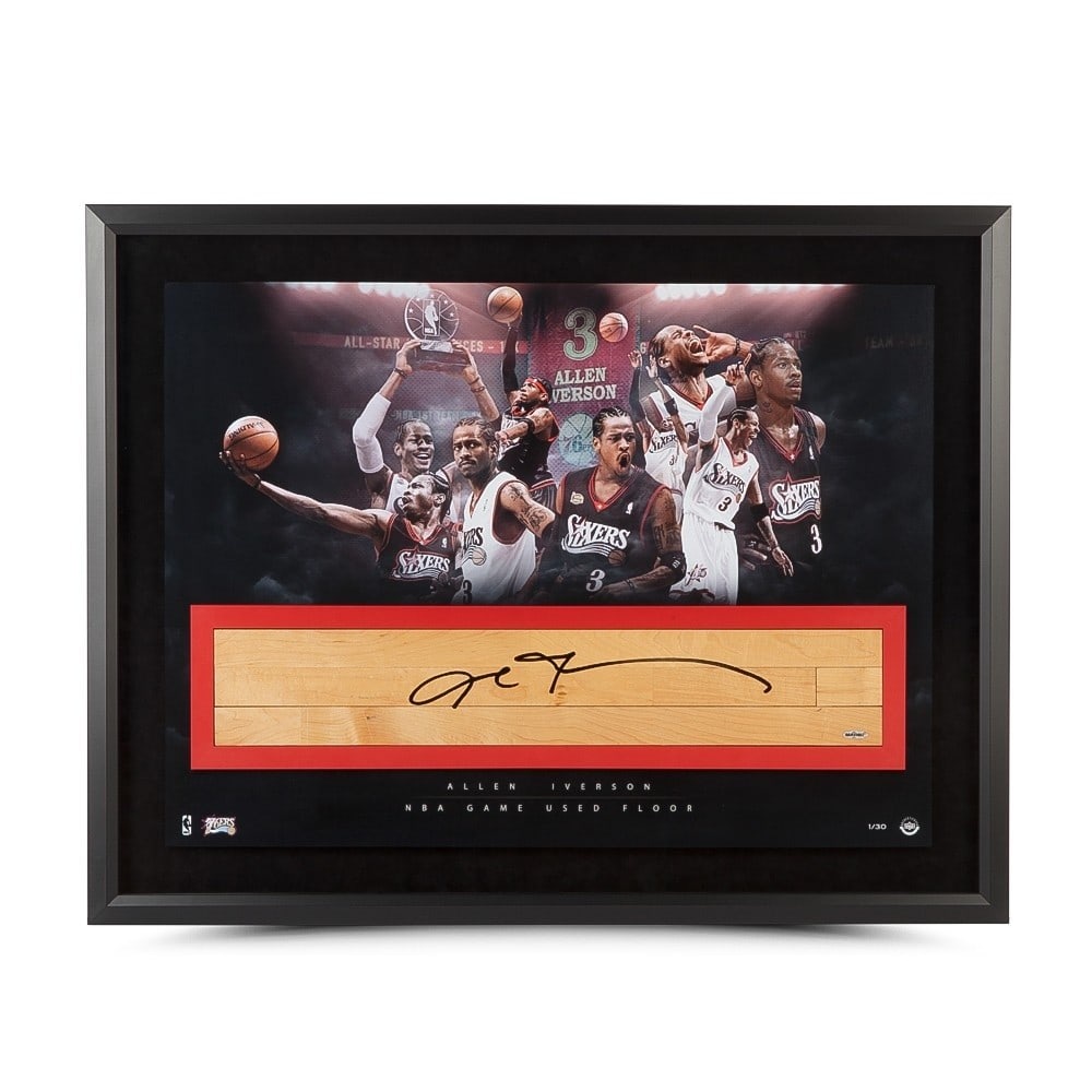 Allen Iverson Autographed Framed Floor 76ers Limited Edition #/30: Allen Iverson Autographed Framed Floor 76ers Limited Edition #/30 This stunning 24X36 framed floorboard features the autograph of basketball legend Allen Iverson, a key player for the Philadelphia 76e
