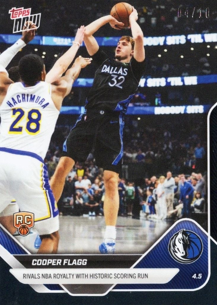 Cooper Flagg 2025 Topps Now Black Foil Rookie Card #242 /10 (1 of 2)