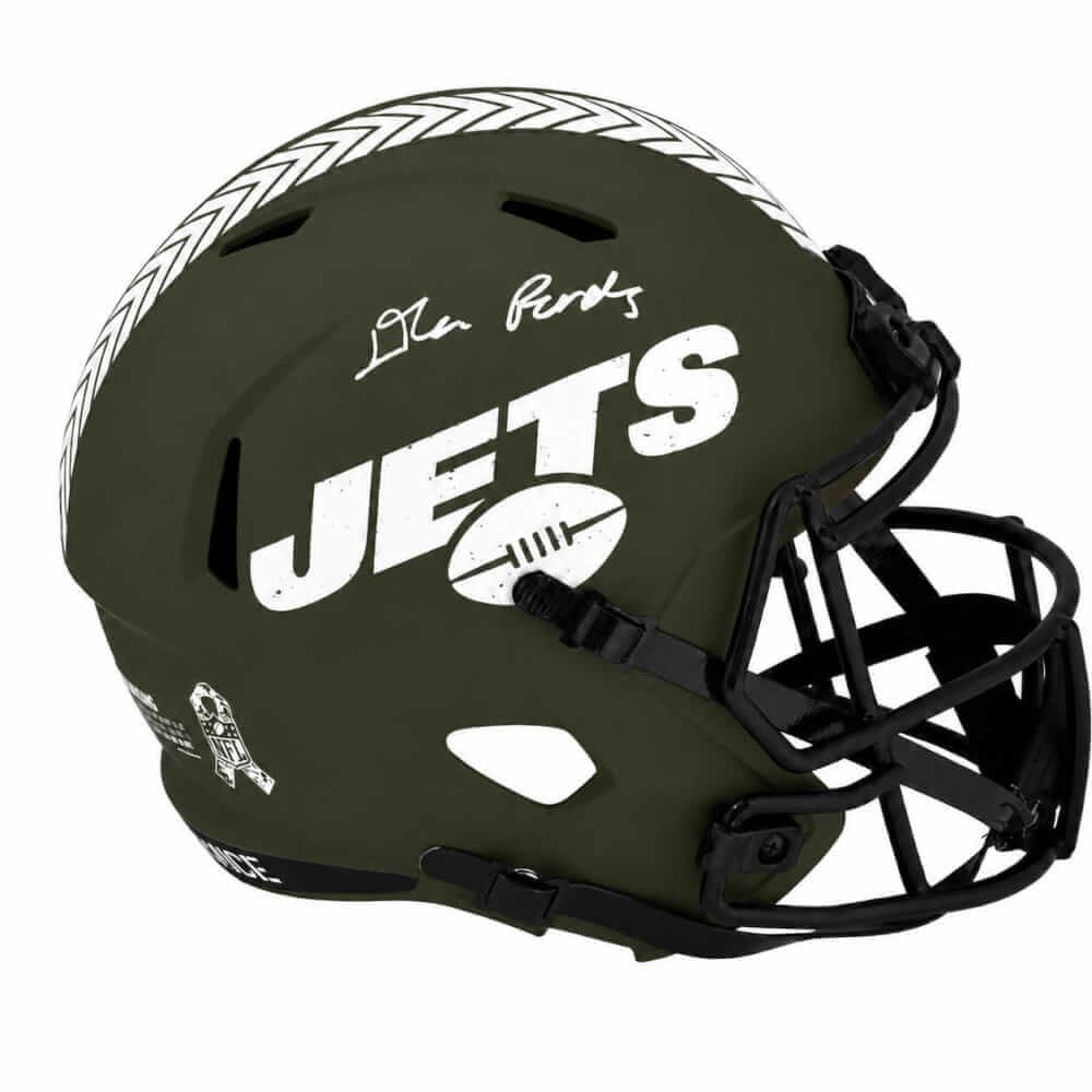 Signed New York Jets Salute Riddell Full Size Speed Replica Helmet COA: Signed New York Jets Salute Riddell Full Size Speed Replica Helmet COA Signed New York Jets Salute Riddell full size Speed replica helmet autographed by D'Angelo Ponds. This original football collecti