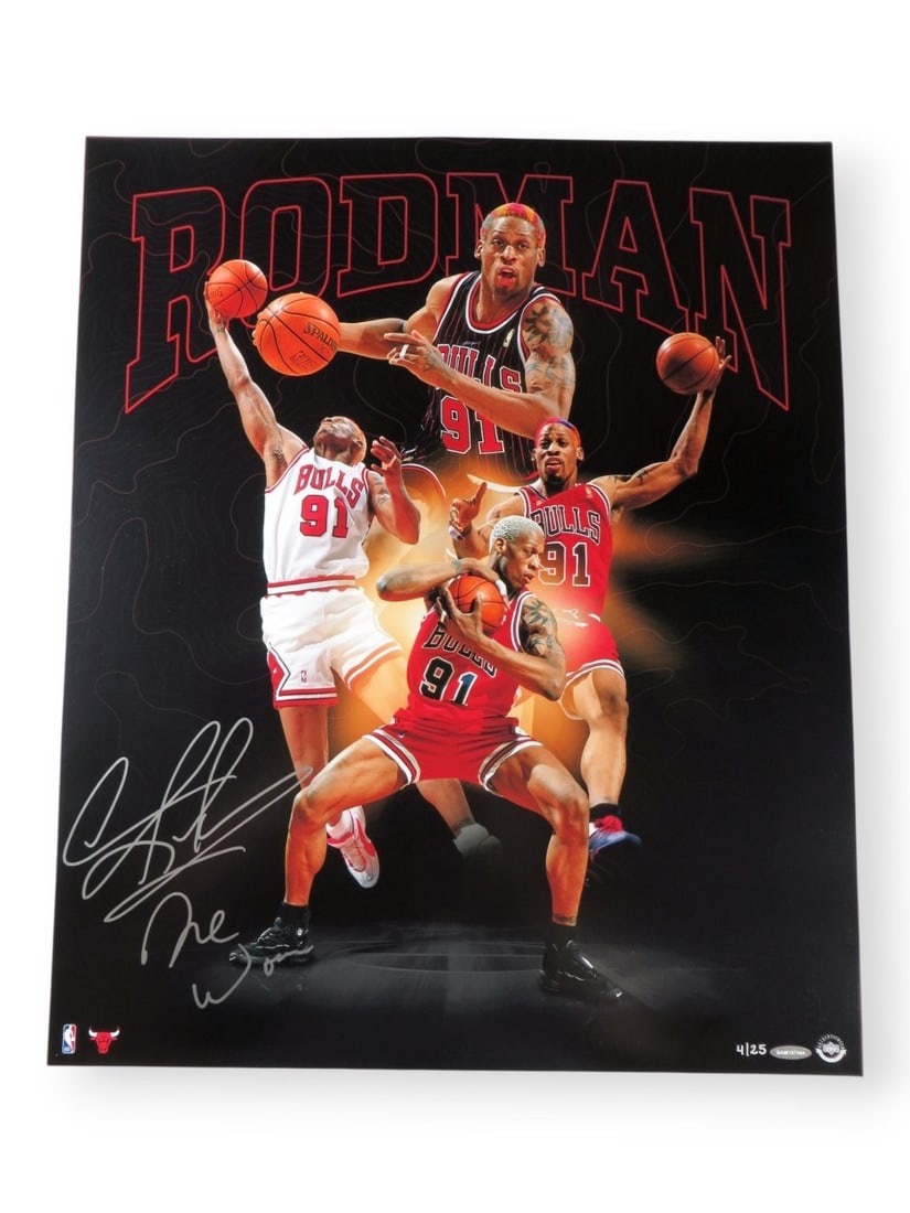 Upper Deck Authenticated Dennis Rodman 20X24 Signed Bulls Photo 4/25 (1 of 4)