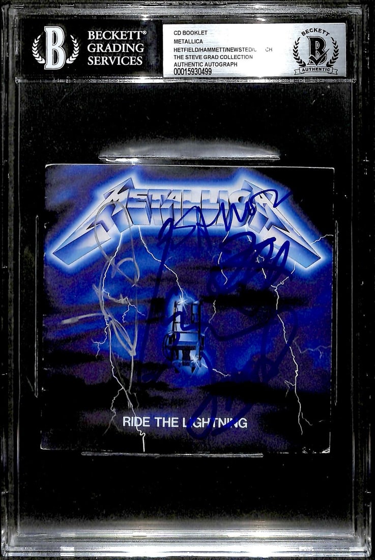 Metallica Signed Ride The Lightning CD Cover Beckett Authenticated (1 of 1)