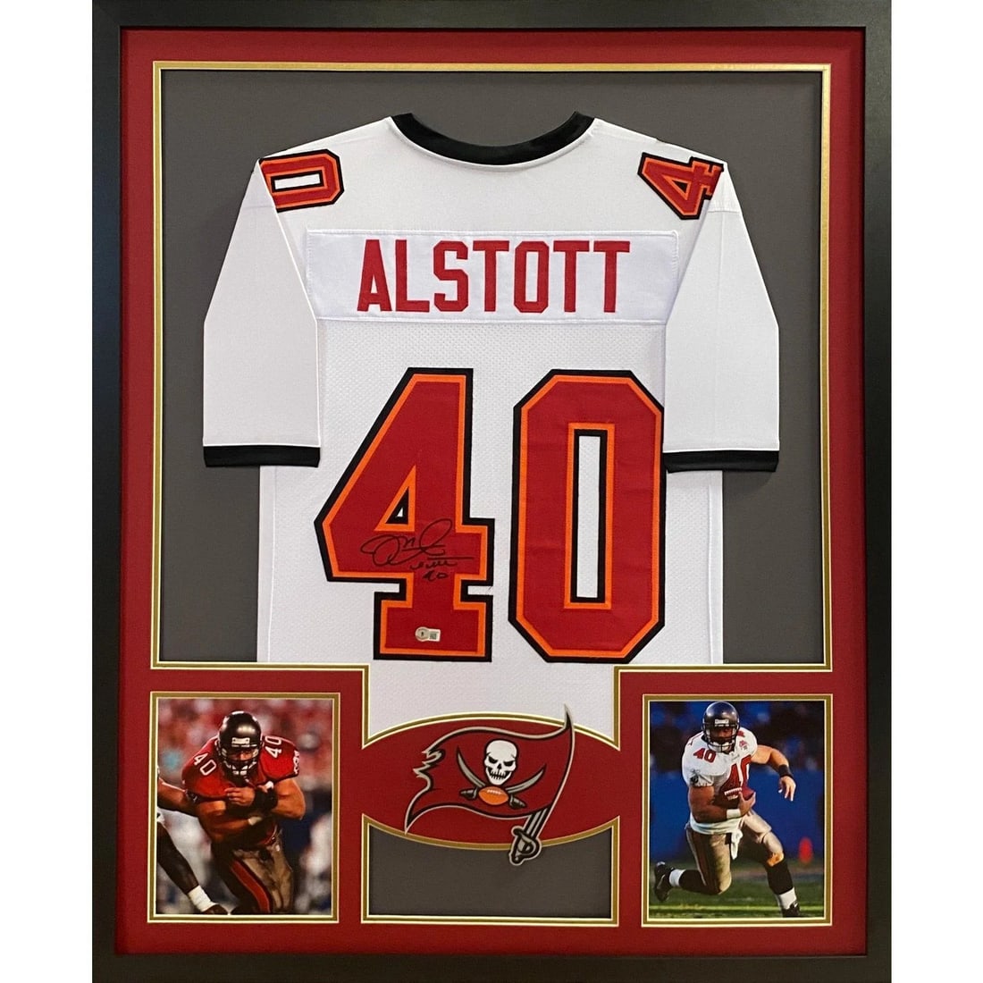 Mike Alstott Autographed Framed Jersey Beckett Certified Tampa Bay Buccaneers (1 of 2)