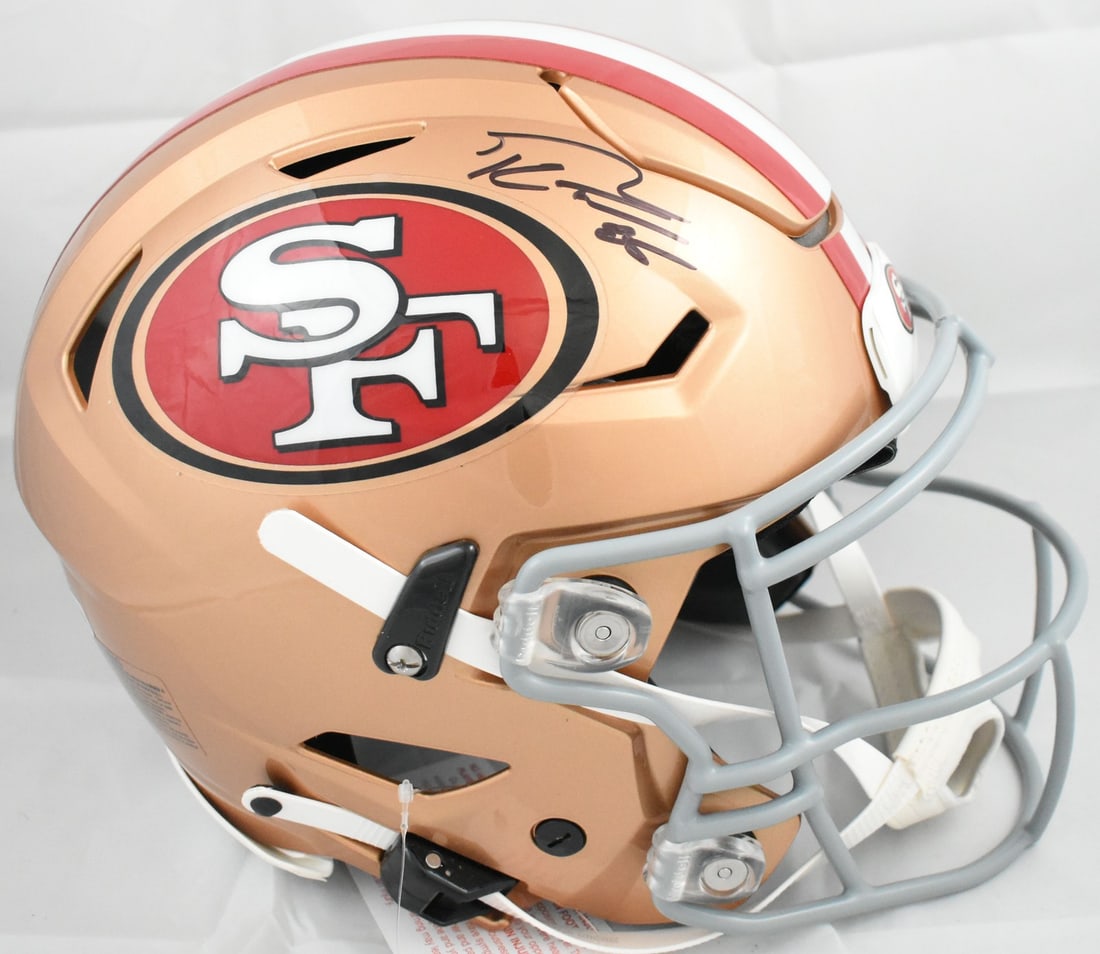 Autographed 49ers Speedflex Helmet George Kittle Beckett Witnessed Hologram: Autographed 49ers Speedflex Helmet George Kittle Beckett Witnessed Hologram This is a San Francisco 49ers full-size Speedflex helmet autographed by George Kittle. The helmet is an original item and is