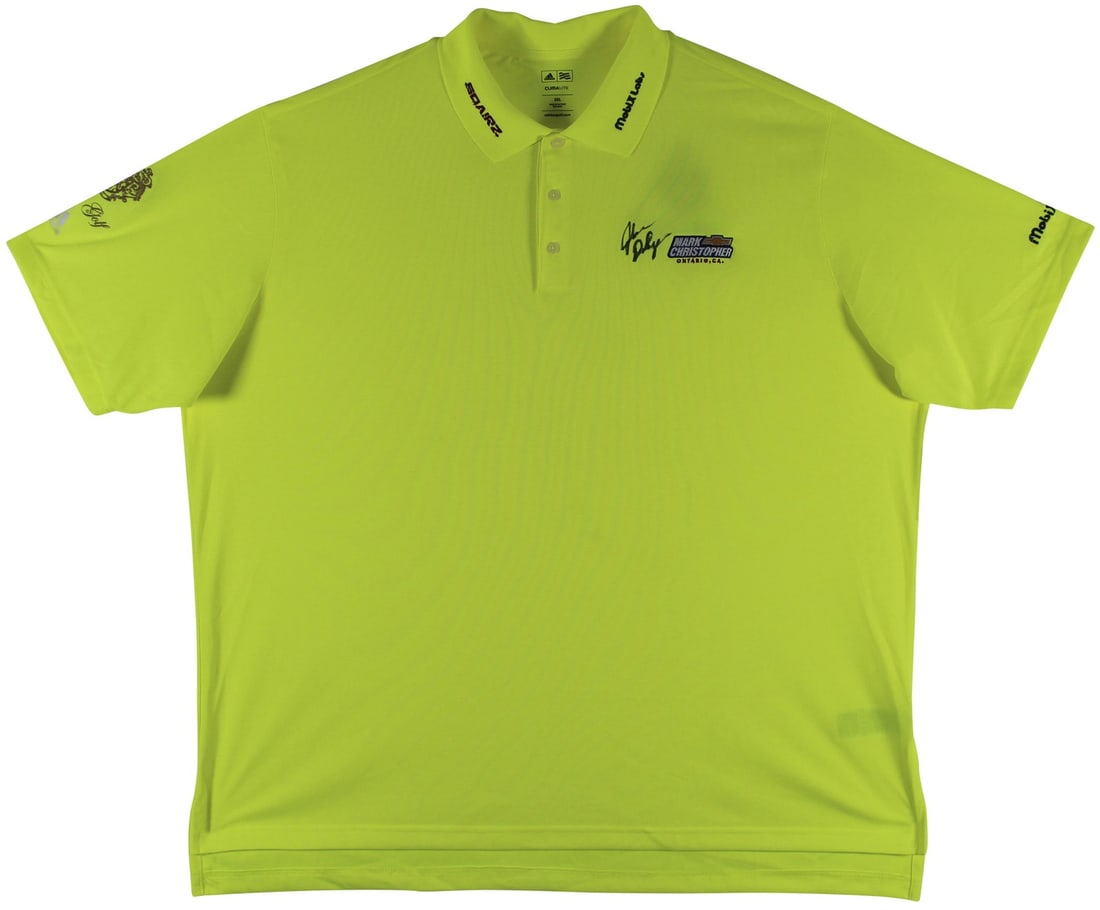 Adidas Climalite Polo Signed and Match Worn by John Daly BAS Authenticated: Adidas Climalite Polo Signed and Match Worn by John Daly BAS Authenticated This is a match-worn yellow Adidas Climalite polo shirt personally signed by professional golfer John Daly. The shirt feature