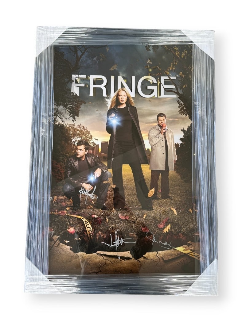 Framed 28x40 Fringe Poster Signed by John Noble J.J. Abrams Joshua Jackson JSA Authenticated (1 of 4)