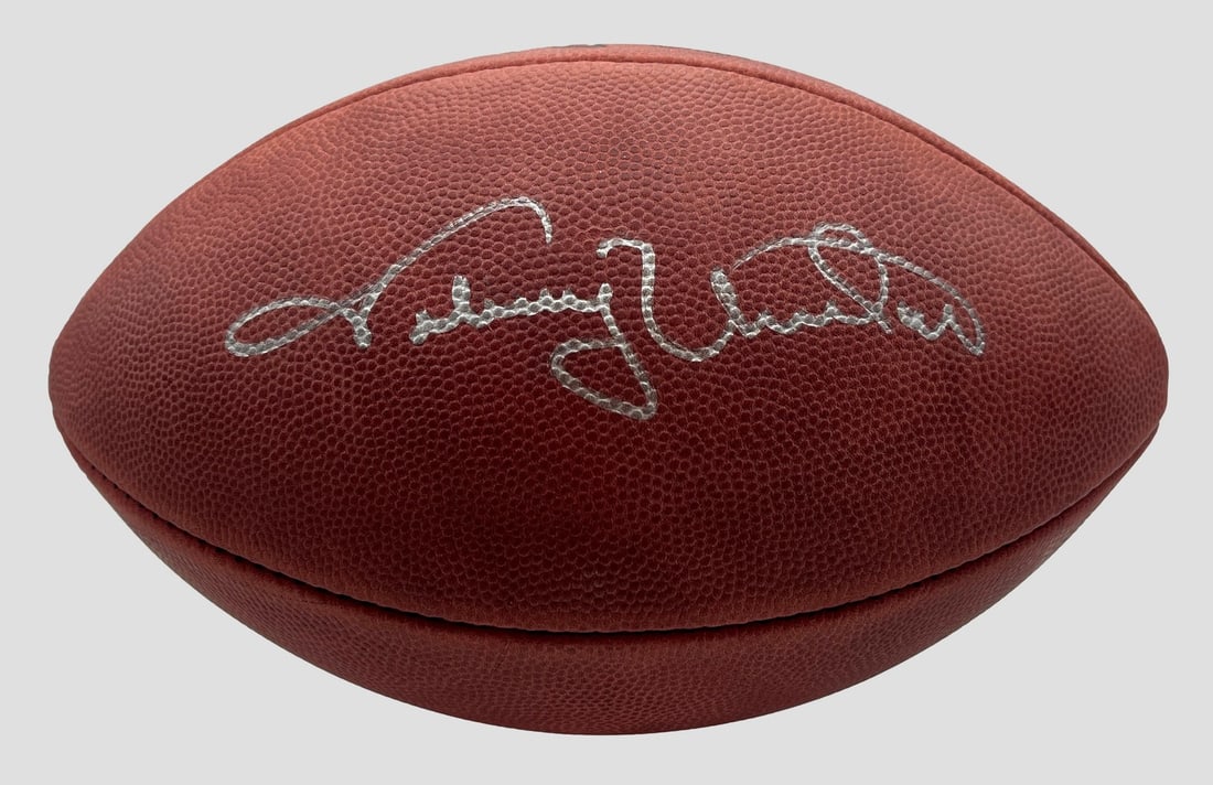 Wilson NFL Leather Football Signed by Johnny Unitas with Beckett Authentication: Wilson NFL Leather Football Signed by Johnny Unitas with Beckett Authentication This is an original Wilson NFL leather football autographed by Johnny Unitas, the legendary Hall of Fame quarterback for