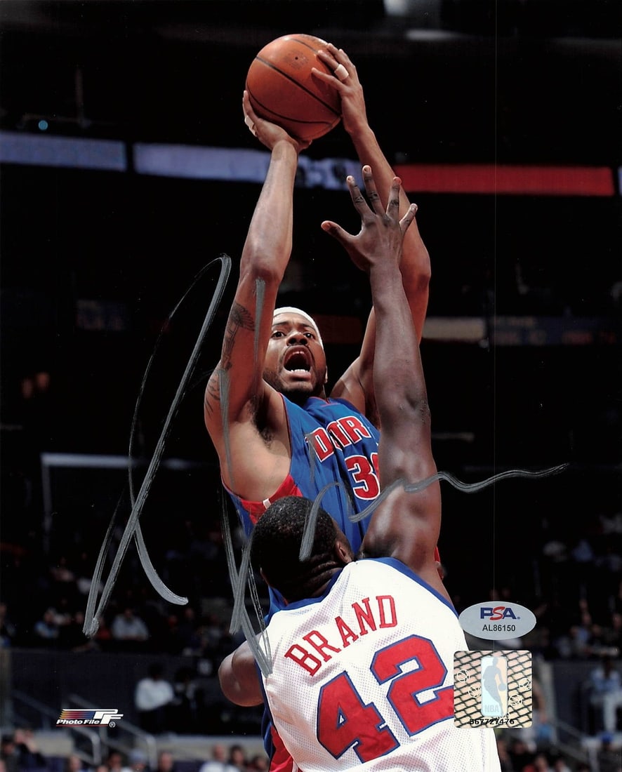 Rasheed Wallace Signed 8x10 Photo Detroit Pistons PSA/DNA Authenticated: Rasheed Wallace Signed 8x10 Photo Detroit Pistons PSA/DNA Authenticated This is a professionally printed 8x10 photograph signed by Rasheed Wallace, a notable player for the Detroit Pistons. The autogr