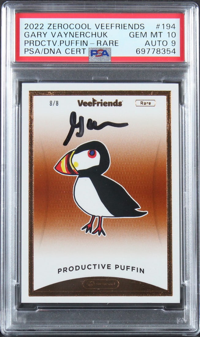 2022 Productive Puffin Card Signed by Gary Vaynerchuck PSA Graded 10 Card 9 Auto (1 of 2)
