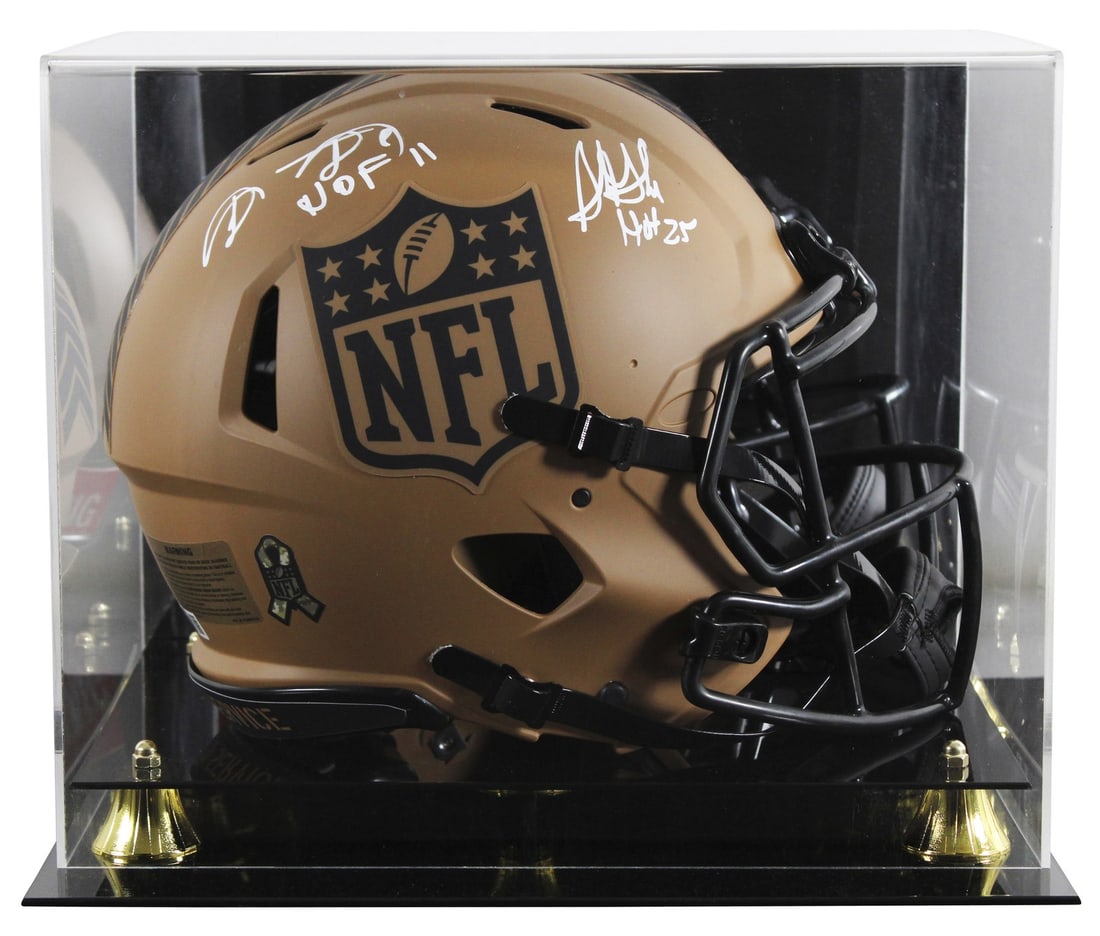 Shannon & Sterling Sharpe Signed Riddell Helmet with BAS Authentication: Shannon & Sterling Sharpe Signed Riddell Helmet with BAS Authentication This autographed alternate Salute to Service II Riddell Full Size Speed Proline Helmet is a remarkable collectible featuring the
