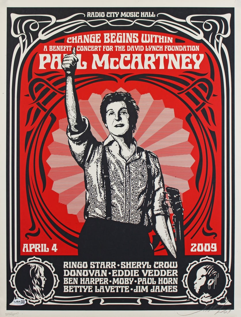 Frank Shepard Fairey signed Paul McCartney concert poster 19x24 JSA (1 of 3)