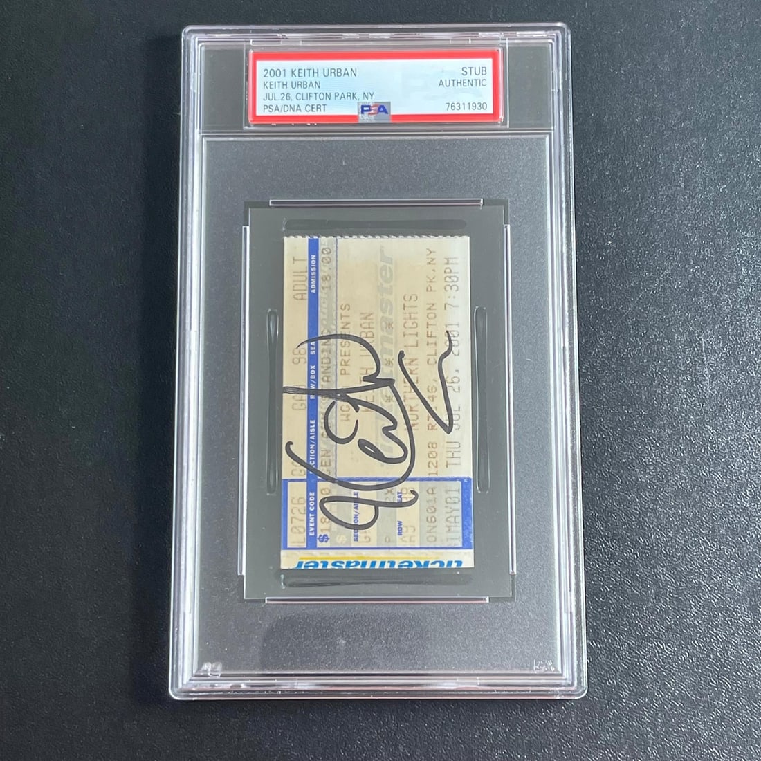 Encapsulated Clifton Park Concert Ticket Signed by Keith Urban PSA DNA Authenticated (1 of 2)
