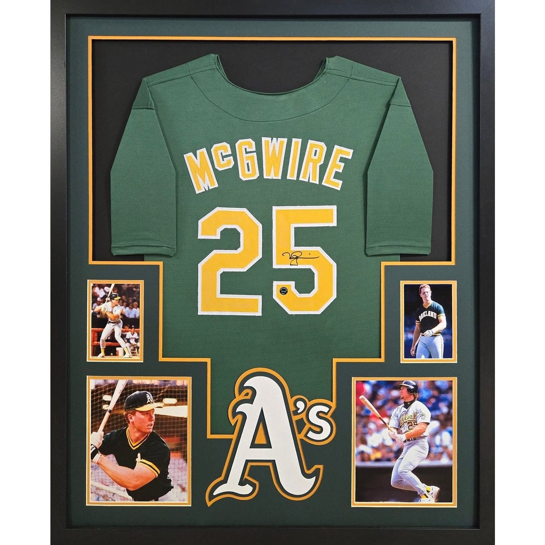 Mark McGwire Autographed Framed Green Jersey COA Athletics: Mark McGwire Autographed Framed Green Jersey COA Athletics This autographed Mark McGwire framed jersey is a must-have for any baseball fan. The jersey is authenticated by Authentic Ink, ensuring its a
