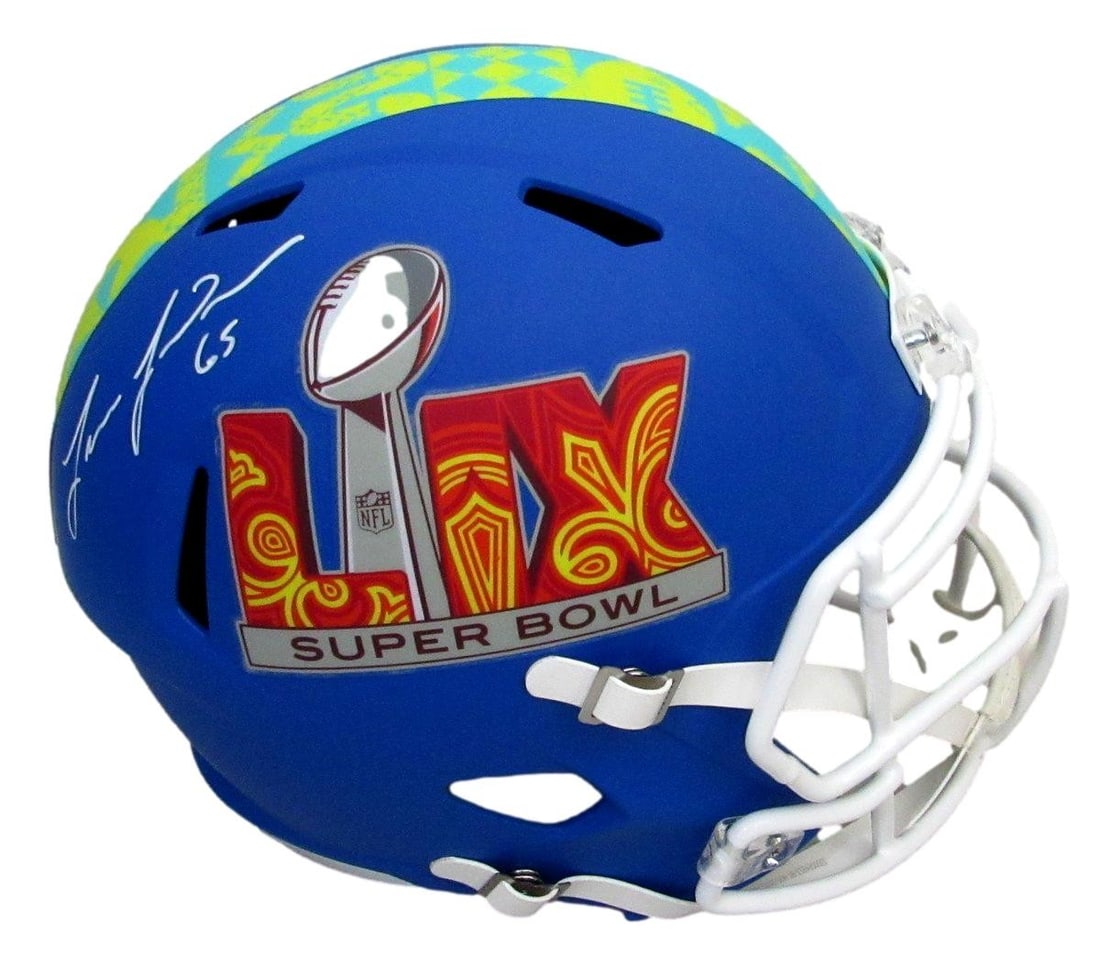 PSA DNA authenticated Lane Johnson Eagles Super Bowl 59 replica helmet (1 of 8)