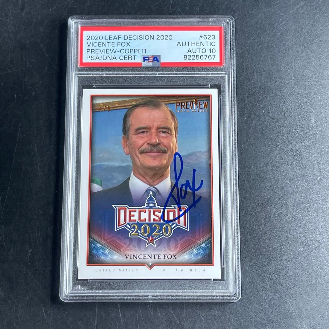 Vicente Fox PSA Autographed Leaf Preview Copper #623 Card (1 of 2)