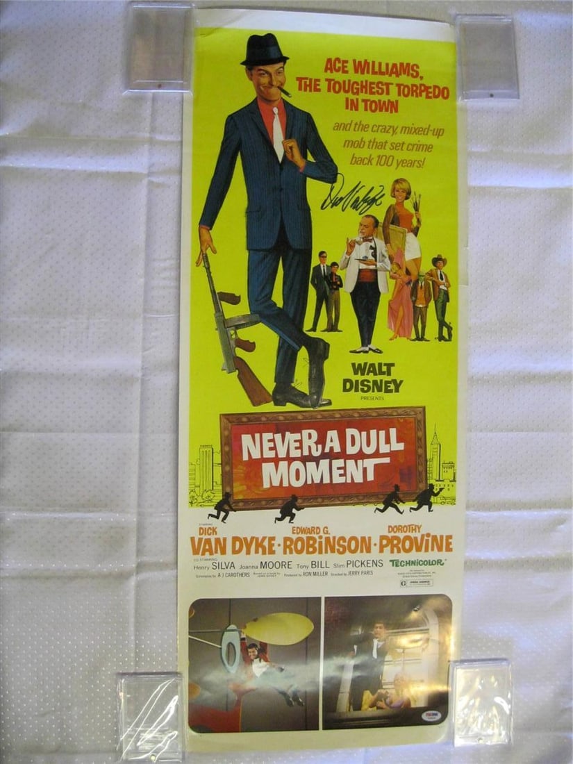 Signed Never a Dull Moment Poster by Dick Van Dyke 14x32 With PSA DNA (1 of 1)