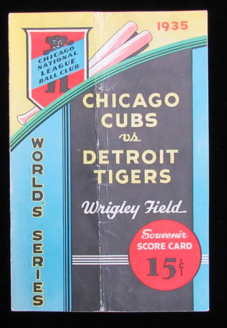 1935 World Series Program Chicago Cubs Detroit Tigers Wrigley Field: 1935 World Series Program Chicago Cubs Detroit Tigers Wrigley Field Relive a historic moment in baseball with this original 1935 World Series scorecard from the game held at Wrigley Field, featuring t