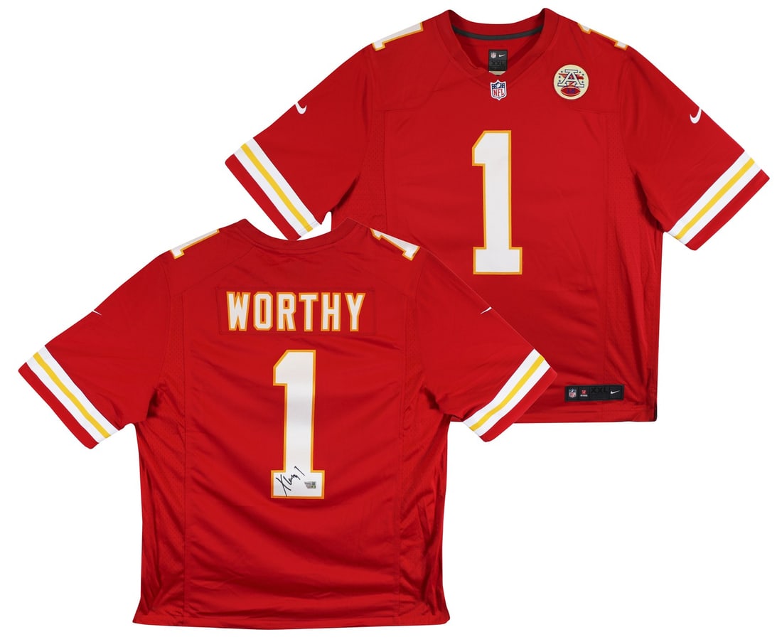 Xavier Worthy Autographed Chiefs Red Nike Limited Jersey Fanatics (1 of 6)