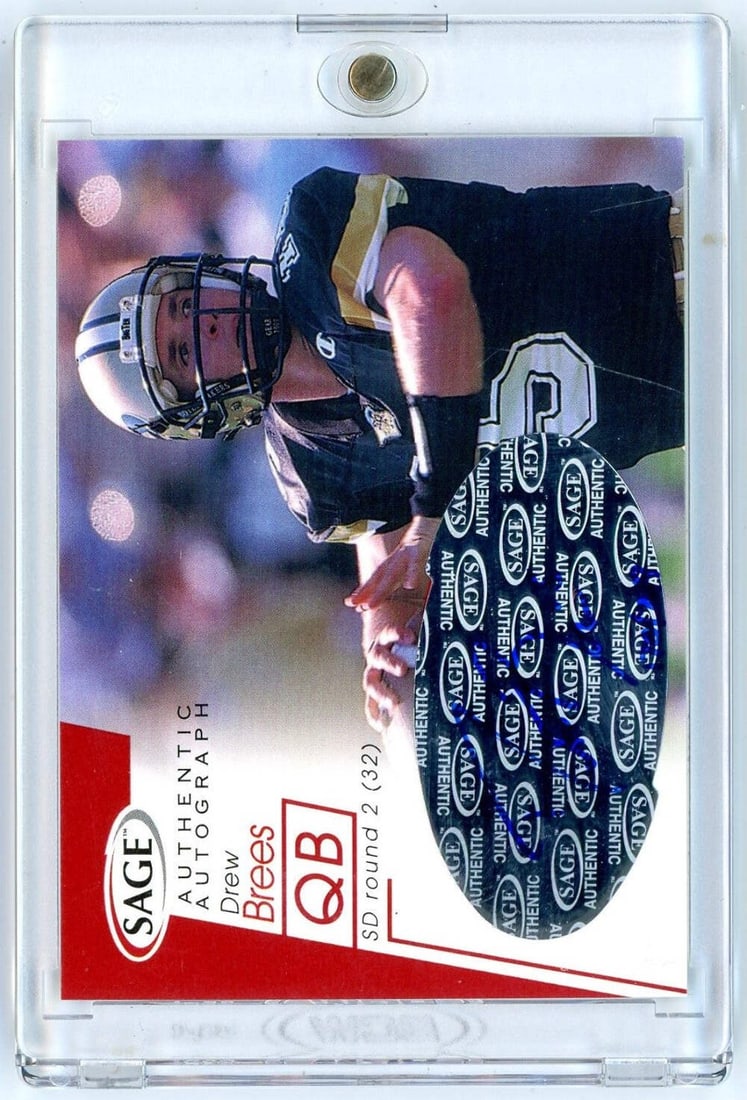 Drew Brees 2001 Sage Rookie Auto Card PSA Graded NFL #A8 Limited to 749 (1 of 2)