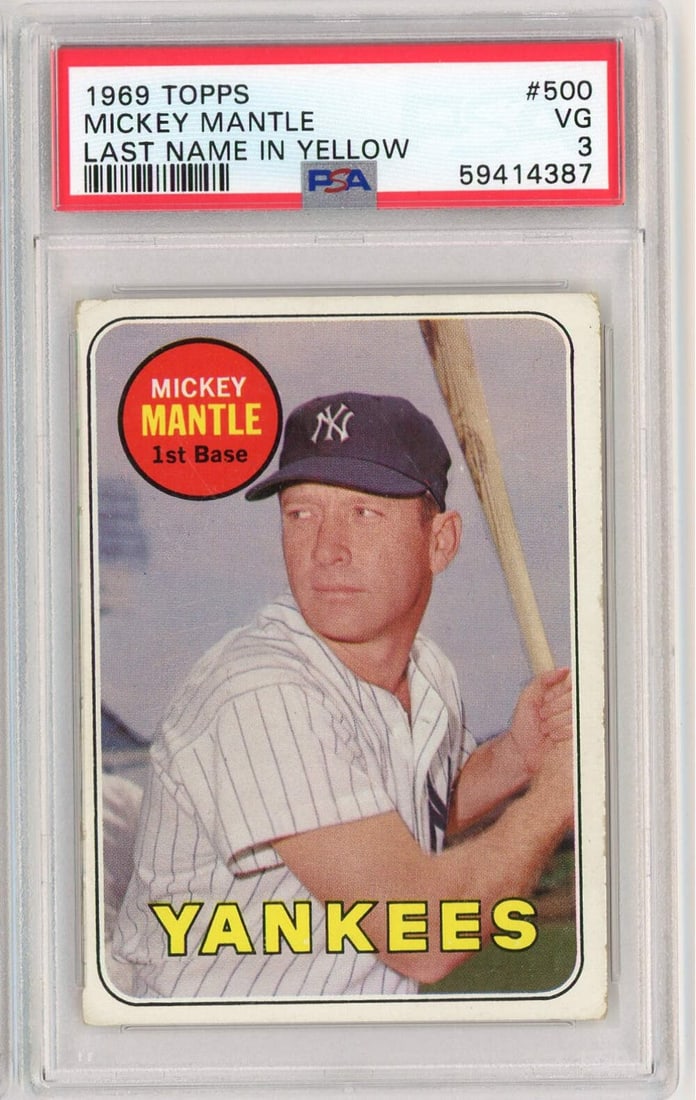 PSA 3 Mickey Mantle 1969 Topps Yankees Baseball Card #500 (1 of 2)