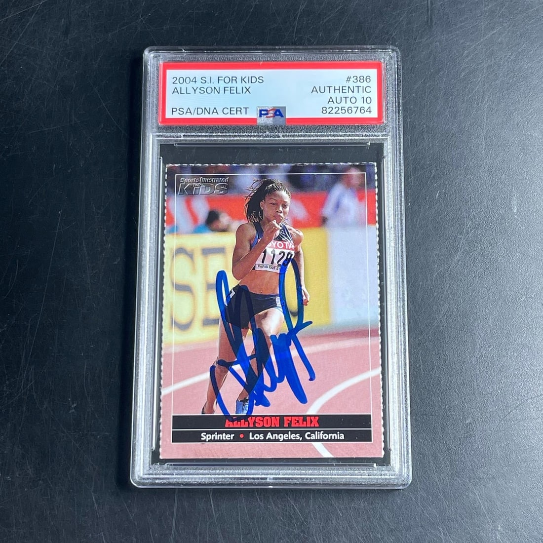 PSA authenticated Allyson Felix 2004 Sports Illustrated for Kids card #386 (1 of 2)