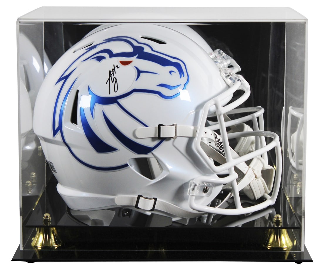 Ashton Jeanty autographed Boise State full size Speed replica helmet with case: Ashton Jeanty autographed Boise State full size Speed replica helmet with case This white full size Speed replica helmet has been personally signed by Ashton Jeanty of the Boise State Broncos. It is a