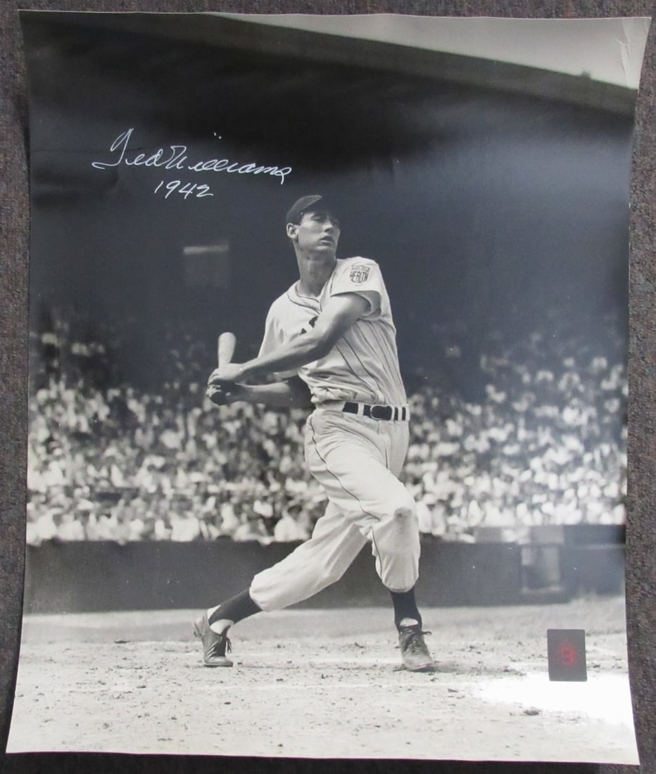 Ted Williams Autographed 16x20 Photograph With Green Diamond Hologram Authentication: Ted Williams Autographed 16x20 Photograph With Green Diamond Hologram Authentication This is an original 16x20 photograph hand-signed by Hall of Famer Ted Williams of the Boston Red Sox. The autograph