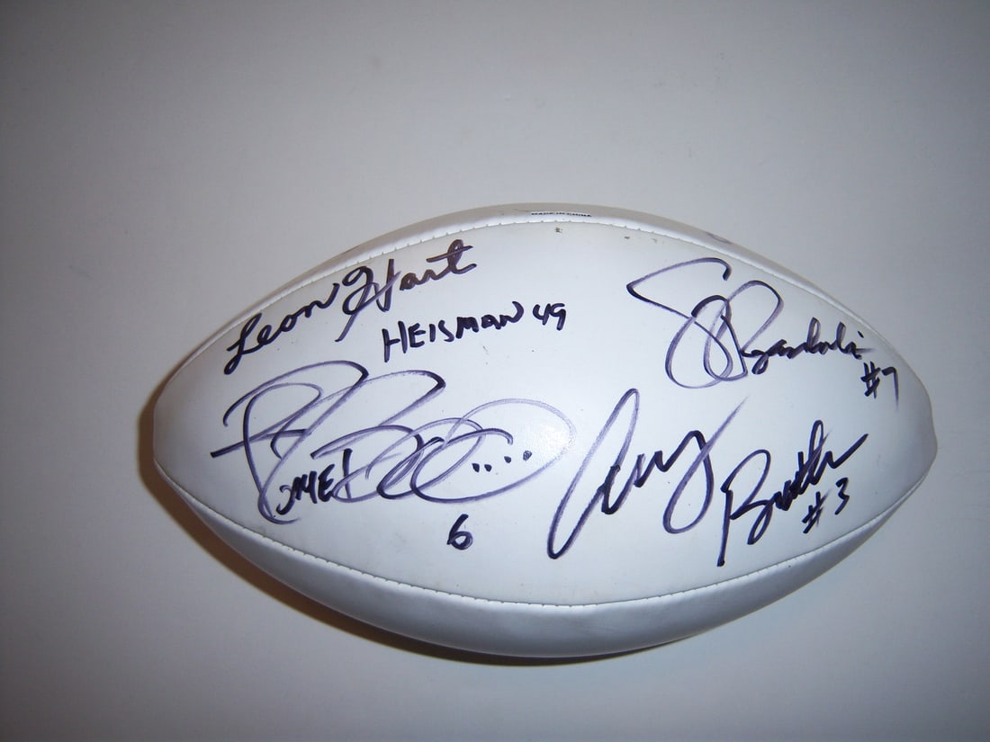 Signed Football with COA Leon Hart Jerome Bettis Johnny Lattner Joe Heap (1 of 2)