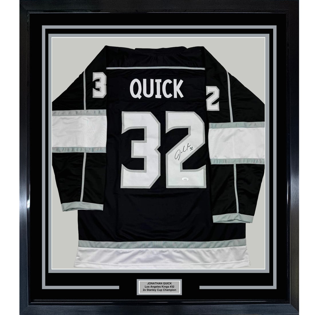 Framed Signed Jonathan Quick 35x39 NHL Jersey JSA Authenticated (1 of 2)