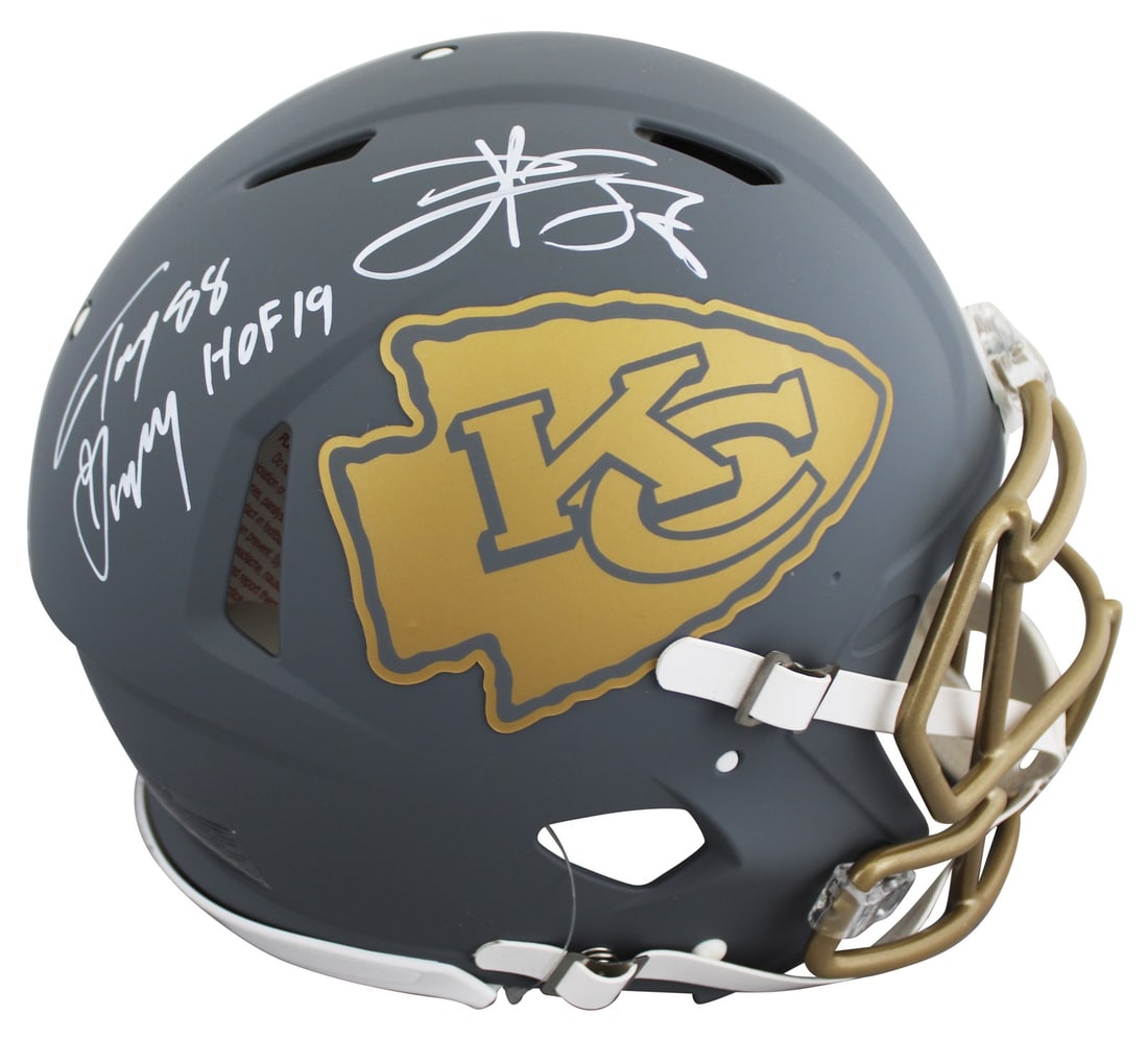 Kansas City Chiefs Signed Riddell Full Size Speed Proline Helmet BAS: Kansas City Chiefs Signed Riddell Full Size Speed Proline Helmet BAS This Kansas City Chiefs full-size Speed Proline helmet features authentic signatures from Tony Gonzalez and Travis Kelce. The helme