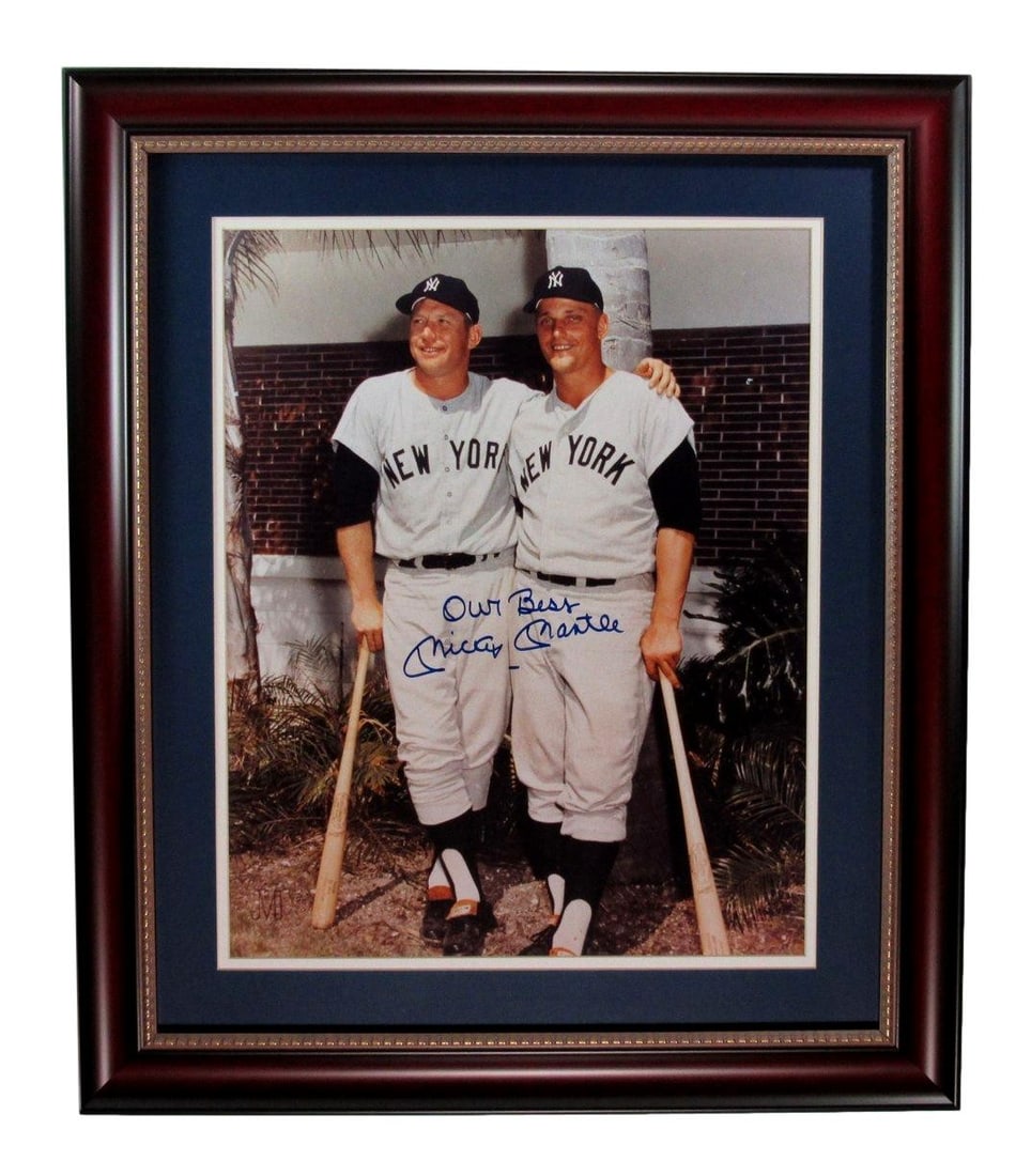 Framed 16x20 Yankees Photo Signed by Mickey Mantle and Roger Maris PSA DNA (1 of 3)