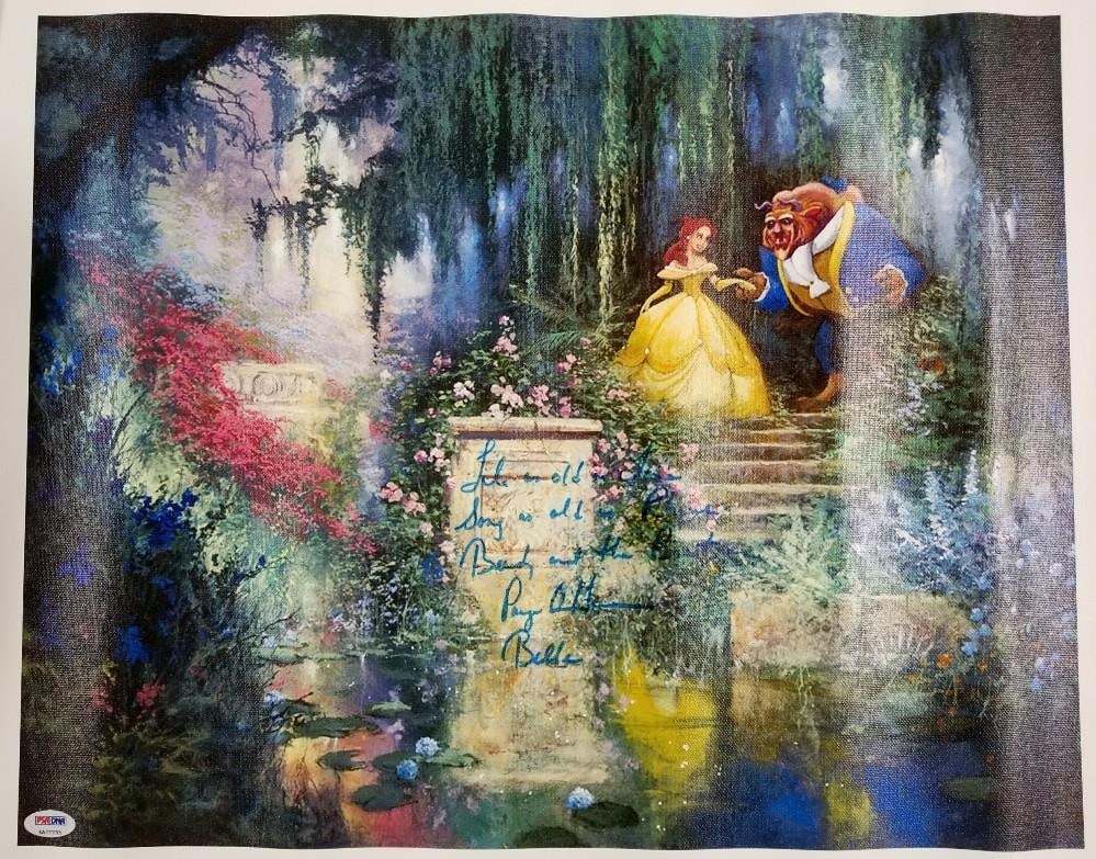 Paige O'Hara Autographed Beauty and the Beast 16x20 Canvas With PSA DNA COA: Paige O'Hara Autographed Beauty and the Beast 16x20 Canvas With PSA DNA COA This original 16x20 canvas photograph features a signature by Paige O'Hara and showcases artwork inspired by Beauty and the 