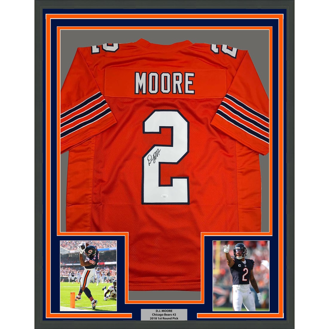 Framed Autographed DJ Moore Chicago Bears Orange Jersey with JSA COA (1 of 2)