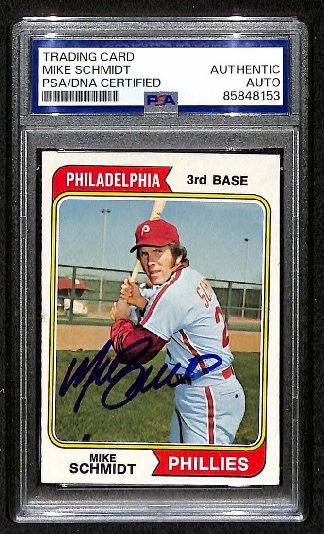 PSA DNA Autographed 1974 Topps 283 Mike Schmidt Phillies HOF Card (1 of 2)