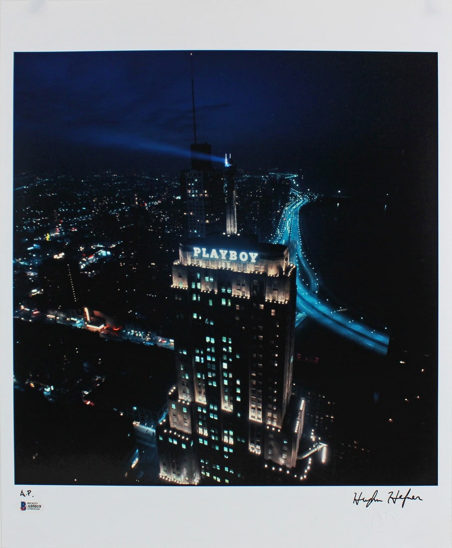 Signed 16x20 Artist Proof Lithograph by Hugh Hefner BAS Authenticated (1 of 9)