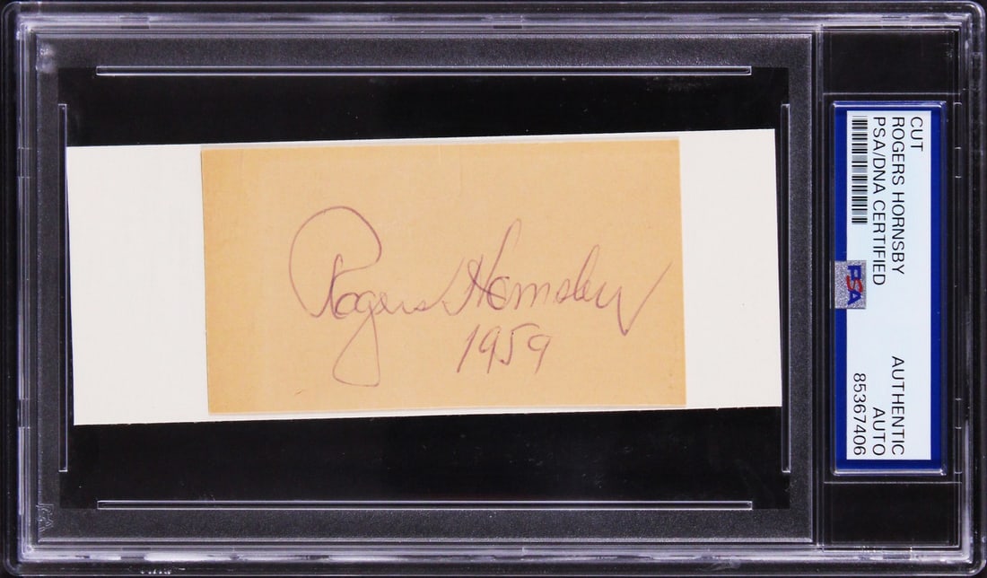 Rogers Hornsby Signed 2x3.5 Cut Signature PSA/DNA St. Louis Cardinals: Rogers Hornsby Signed 2x3.5 Cut Signature PSA/DNA St. Louis Cardinals This is an authentic signed 2x3.5 cut signature of Rogers Hornsby, a legendary player for the St. Louis Cardinals. The signature