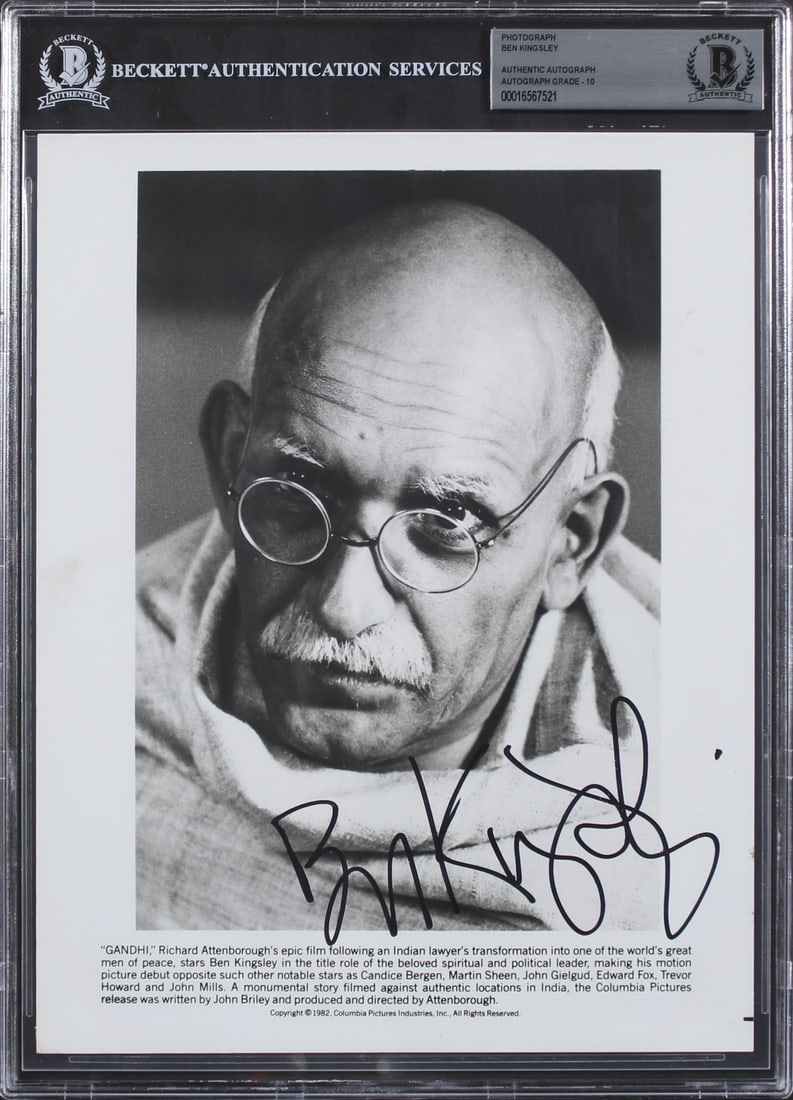 Beckett Slabbed 8x10 Autographed Photo of Ben Kingsley from Gandhi (1 of 5)