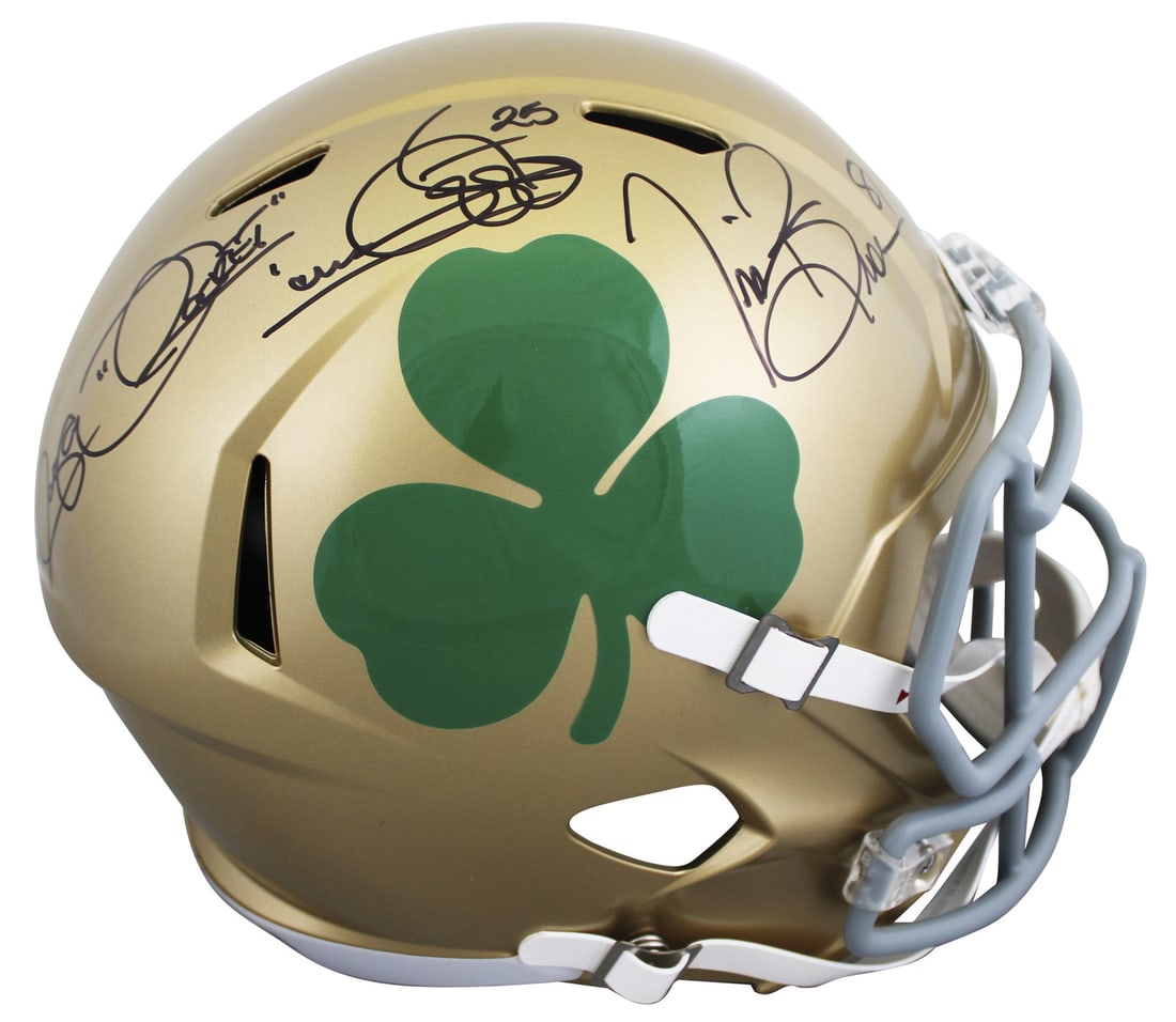 Notre Dame Fighting Irish Speed Replica Helmet signed by Tim Brown and Raghib Ismail (1 of 3)