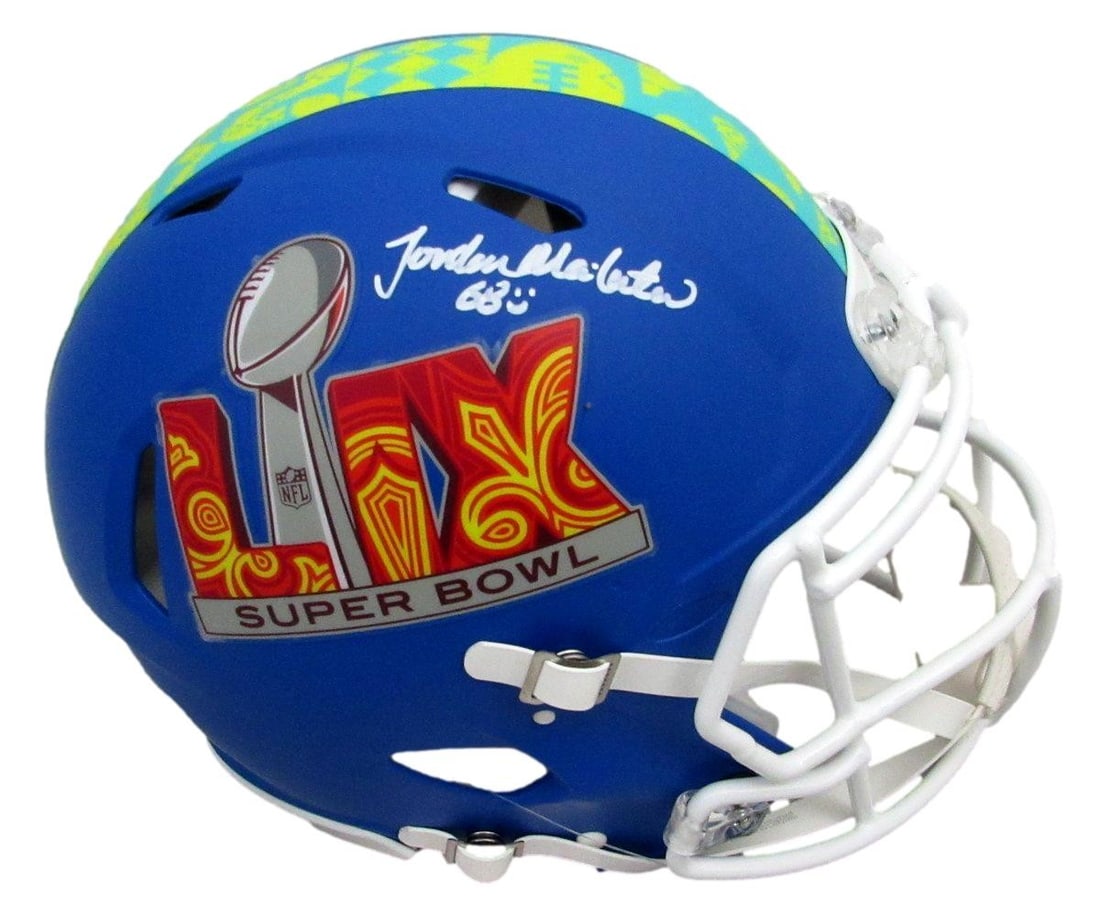 Jordan Mailata Signed Blue Super Bowl LIX Full Size Helmet Eagles BAS Authenticated: Jordan Mailata Signed Blue Super Bowl LIX Full Size Helmet Eagles BAS Authenticated Offered is an authentic blue full-size football helmet signed by Jordan Mailata, showcasing his autograph. This